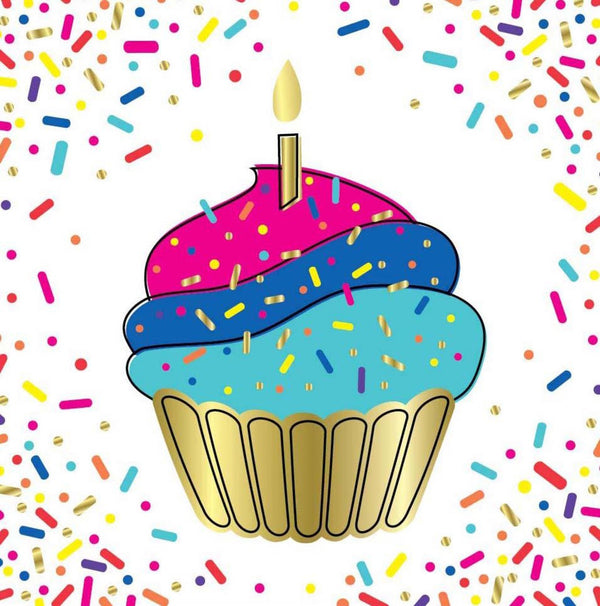 DOTS CUPCAKE 16 FOIL STAMPED LUNCHEON NAPKINS 2PLY 33CM X 33CM (13" X 13")